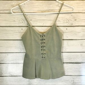 American Eagle Olive Green Braided Crop Top